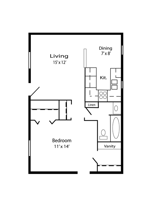 a floor plan of a bedroom apartment